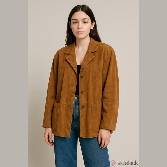 Guillaume Jackets & Blazers - Guillaume Tan Suede Blazer Jacket Women's Large